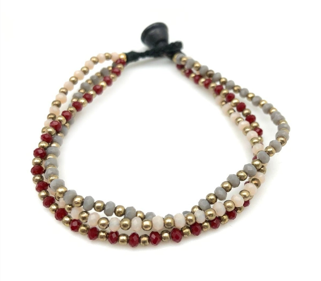 Sachi bracelet with three layers of crystal beads